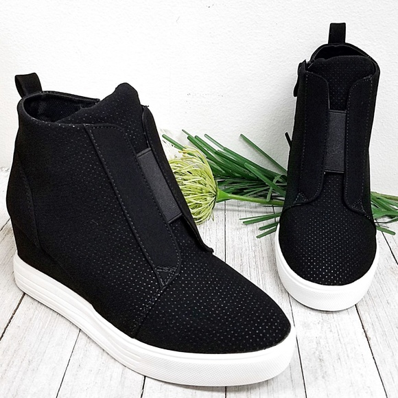 black wedge high tops